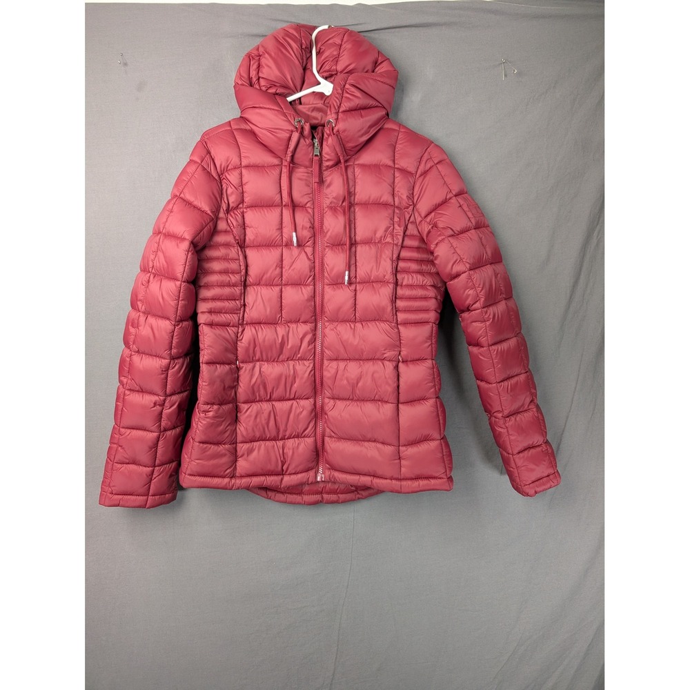 Tommy Hilfiger Womens Puffer Jacket Red Hooded Quilted TW5MPA11 Small